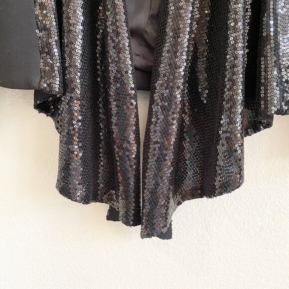 Calvin Klein Womens Open Front Cardigan Sequin Size M Black Long‎ Sleeve Party - Picture 5 of 11